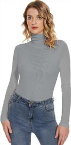 img 4 attached to Women'S Turtleneck Top Long Sleeve Slim Fit Mesh Sheer See Through Casual Blouse - Anbenser
