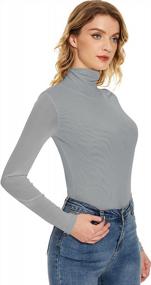 img 1 attached to Women'S Turtleneck Top Long Sleeve Slim Fit Mesh Sheer See Through Casual Blouse - Anbenser