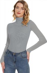img 3 attached to Women'S Turtleneck Top Long Sleeve Slim Fit Mesh Sheer See Through Casual Blouse - Anbenser