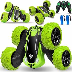 img 4 attached to 4WD Double Sided 360° Rotating RC Car With Headlights, Stunt Toy For Kids 6-12 Years Old Boys - Remote Control Car Gift