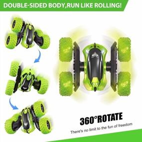 img 2 attached to 4WD Double Sided 360° Rotating RC Car With Headlights, Stunt Toy For Kids 6-12 Years Old Boys - Remote Control Car Gift