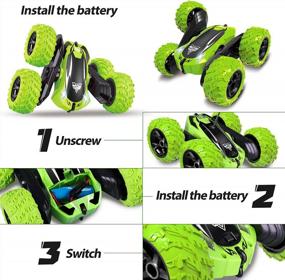 img 3 attached to 4WD Double Sided 360° Rotating RC Car With Headlights, Stunt Toy For Kids 6-12 Years Old Boys - Remote Control Car Gift