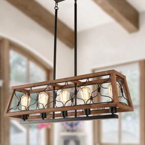 img 4 attached to Rustic Charm: Eumyviv 5-Light Farmhouse Pendant Lighting Fixture For Kitchen And Dining Room