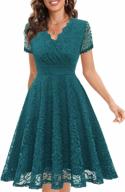 elegant lace wedding guest dress with v-neck and short sleeves – perfect for prom, formals, and cocktail parties! logo