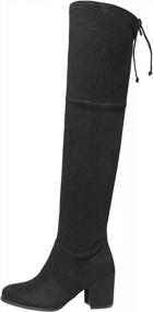 img 3 attached to TOETOS Women'S Prade-High Black Over The Knee Chunky Heel Boots - Size 12 M US