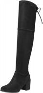 toetos women's prade-high black over the knee chunky heel boots - size 12 m us logo