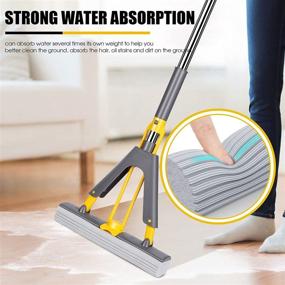 img 2 attached to 🧽 Sponge Mop with 3 PVA Absorbent Heads, Stainless Steel Handle - Effective Cleaning for Hardwood, Laminate, Tile, and More!