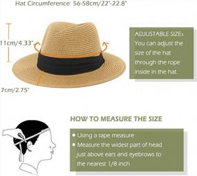 img 2 attached to Women'S Wide Brim Straw Fedora Panama Hat UPF50+ Sun Protection Beach Hat