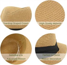 img 3 attached to Women'S Wide Brim Straw Fedora Panama Hat UPF50+ Sun Protection Beach Hat