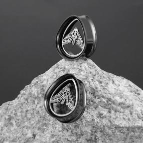 img 2 attached to Lightweight Stainless Steel Teardrop Double Flared Ear Plugs Tunnels Gauges - Body Piercing Jewelry For Women'S Stretched Ears