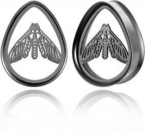img 4 attached to Lightweight Stainless Steel Teardrop Double Flared Ear Plugs Tunnels Gauges - Body Piercing Jewelry For Women'S Stretched Ears