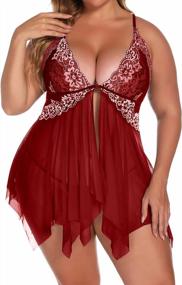img 3 attached to Lace Babydoll Chemise: Klier Lingerie For Women – Sexy V Neck Mesh Sleepwear
