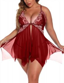img 4 attached to Lace Babydoll Chemise: Klier Lingerie For Women – Sexy V Neck Mesh Sleepwear