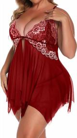 img 1 attached to Lace Babydoll Chemise: Klier Lingerie For Women – Sexy V Neck Mesh Sleepwear