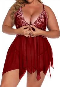 img 2 attached to Lace Babydoll Chemise: Klier Lingerie For Women – Sexy V Neck Mesh Sleepwear