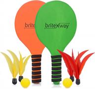 brittenway paddle ball game set with 2 paddle rackets, 2 balls, and 4 shuttlecocks - comfortable grip and durable design for indoor and outdoor play at beach, backyard, garden, and more logo