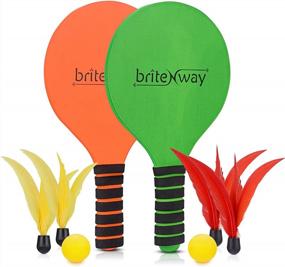 img 4 attached to Brittenway Paddle Ball Game Set With 2 Paddle Rackets, 2 Balls, And 4 Shuttlecocks - Comfortable Grip And Durable Design For Indoor And Outdoor Play At Beach, Backyard, Garden, And More