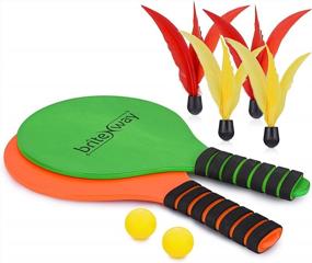 img 3 attached to Brittenway Paddle Ball Game Set With 2 Paddle Rackets, 2 Balls, And 4 Shuttlecocks - Comfortable Grip And Durable Design For Indoor And Outdoor Play At Beach, Backyard, Garden, And More