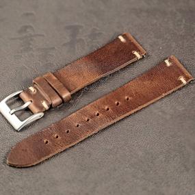 img 1 attached to Handmade Leather Watch Strap For Men - Soft Vintage Torbollo Horween Replacement Band With Quick Release