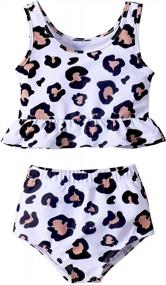 img 4 attached to Adorable Ruffle Leopard Two-Piece Swimsuit For Toddler Girls - Perfect For Beach Fun!