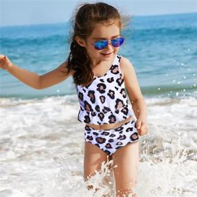 img 3 attached to Adorable Ruffle Leopard Two-Piece Swimsuit For Toddler Girls - Perfect For Beach Fun!