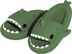 img 4 attached to Cute & Lightweight Metog Cloud Shark Slides: Non-Slip Open Toe Sandals For Women And Men On The Beach Or In The Shower!
