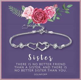 img 4 attached to SOLINFOR Sister Bracelet - Sterling Silver Jewelry With Gift Wrapping, Card - Sister Gifts From Sister - Two Interlocking Hearts Bracelet For Women