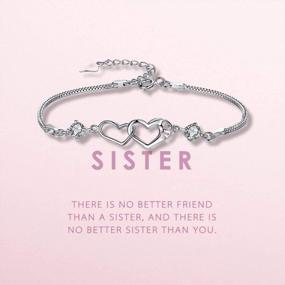 img 1 attached to SOLINFOR Sister Bracelet - Sterling Silver Jewelry With Gift Wrapping, Card - Sister Gifts From Sister - Two Interlocking Hearts Bracelet For Women