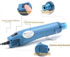 img 3 attached to Универсальная электрическая тепловая пушка с подставкой для самостоятельного тиснения, сушки краски и термоусадочной упаковки - 300 Вт 110 В синего цвета от MOFA
