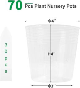 img 3 attached to Transparent Plant Nursery Pots With Drain Holes - 70 Pack Of 4 Inch Plastic Pots For Seedlings, Vegetables, Succulents, And Cuttings, Includes 30 Plant Labels