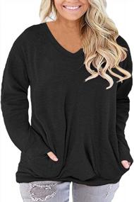 img 4 attached to Stay Stylish And Comfortable With ROSRISS Plus-Size-Tops For Women – Long Sleeve Casual Tunics With V Neck And Pockets