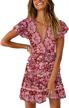 floral wrap mini dress for women: bohemian style with ruffle hem & v-neck cut, perfect for summer beach days! (sizes s-xl) logo