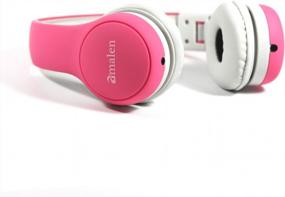 img 1 attached to Amalen Pink Wired Headphones With Volume Limit And Foldable Design For Kids