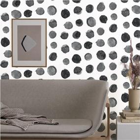 img 3 attached to HAOKHOME 96099-2 Watercolor Brush Strokes Dots Peel And Stick Wallpaper Removable Indigo Black/White Vinyl Self Adhesive Mural 17.7In X 9.8Ft