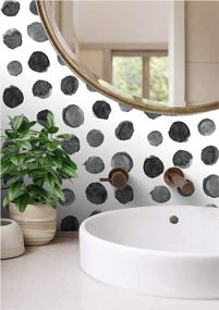 img 1 attached to HAOKHOME 96099-2 Watercolor Brush Strokes Dots Peel And Stick Wallpaper Removable Indigo Black/White Vinyl Self Adhesive Mural 17.7In X 9.8Ft