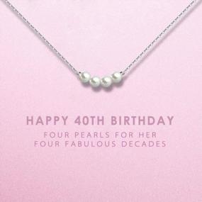 img 3 attached to Sterling Silver Necklace - Perfect 40Th Birthday Gift For Her: 4 Pearls To Celebrate 4 Decades!