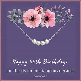 img 4 attached to Sterling Silver Necklace - Perfect 40Th Birthday Gift For Her: 4 Pearls To Celebrate 4 Decades!