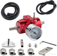 🔴 red universal adjustable fuel pressure regulator kit with 0-140 psi gauge and hose logo