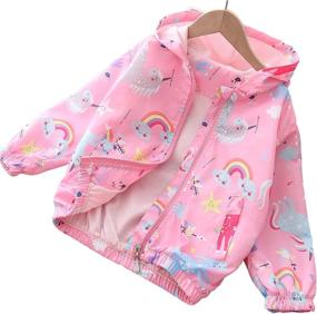 img 4 attached to 🦄 Girls Unicorn Spring Windbreaker: Toddler Fall Jackets, Lightweight Coat with Long Sleeves, Casual Hoodie for Ages 2-8 Years