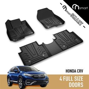 img 3 attached to 🏞️ Onsmart Floor Mats Liners for Honda CRV 2017-2021: Weatherbeater, Front & 2nd Seat, TPE All Weather Protection, Automotive Odorless Floor Liners (Black)