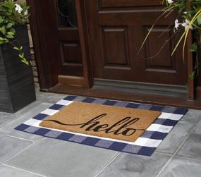 img 3 attached to Navy Blue & White Buffalo Plaid Rug 27.5X43 | Washable Indoor/Outdoor Check Rugs For Layered Door Mats