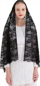 img 4 attached to Католическая женская прямоугольная шаль-шарф Mantilla Veil Head Covering Church Veils Pamor