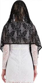 img 2 attached to Католическая женская прямоугольная шаль-шарф Mantilla Veil Head Covering Church Veils Pamor