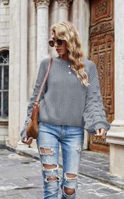img 3 attached to Oversized Deep V Neck Off Shoulder Sweater For Women - Loose Knit Pullover With Long Sleeves - Angashion Tops