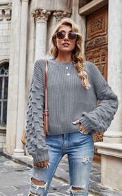 img 1 attached to Oversized Deep V Neck Off Shoulder Sweater For Women - Loose Knit Pullover With Long Sleeves - Angashion Tops
