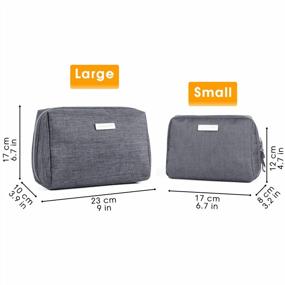 img 3 attached to Grey Large Makeup Bag With Zipper Pouch For Travel - Organizational Cosmetic Organizer Ideal For Women And Girls