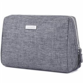 img 4 attached to Grey Large Makeup Bag With Zipper Pouch For Travel - Organizational Cosmetic Organizer Ideal For Women And Girls