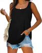 flowy summer tank tops for women: loose fit tunic with casual scoop neck and long hemline logo