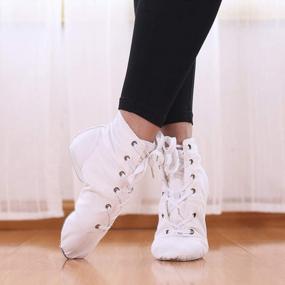 img 1 attached to Women'S DKZSYIM Lace-Up Canvas Dance Shoes Flat Jazz Shoes For Practice - Model GB-JS