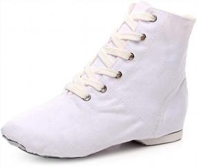 img 4 attached to Women'S DKZSYIM Lace-Up Canvas Dance Shoes Flat Jazz Shoes For Practice - Model GB-JS